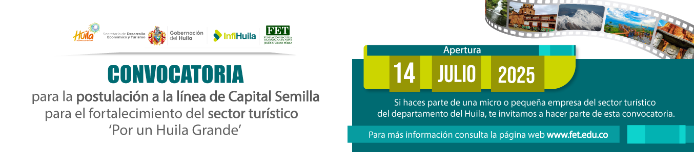 Convocatoria capital semilla para el fortalecimiento del sector turístico 'Por un Huila Grande'